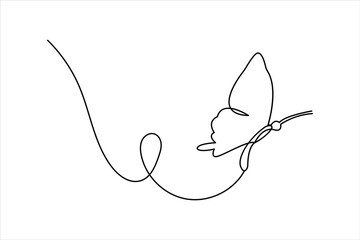 Vector illustration continuous Butterfly one line drawing