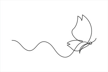 Vector illustration continuous Butterfly one line drawing