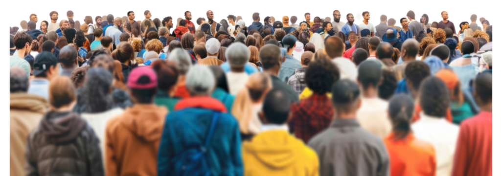 PNG  Diverse crowd gathered outdoors