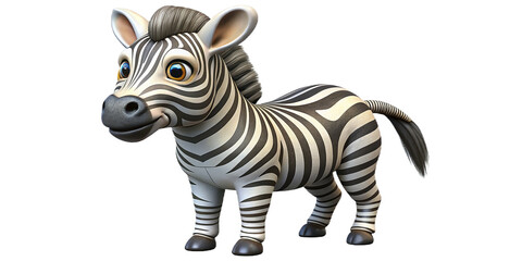 Fototapeta premium Cute 3D Zebra Illustration – Realistic, High-Resolution, Transparent Background