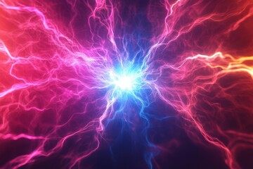 Naklejka premium Colorful electric lightning burst with vibrant energy and dynamic movement in space