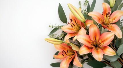 Obraz premium Vibrant orange lilies arranged on a clean background