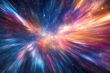 Fototapeta premium Colorful starburst formation in the depths of space captures the beauty of the cosmos