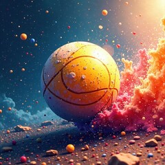 Fototapeta premium Fast-moving ball from watercolor splash, motion blur, watercolor, quick shot