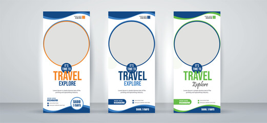 Creative Tour and Travel roll up or X banner design template