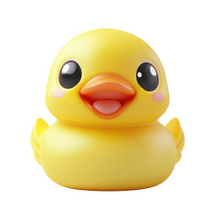 Cute yellow rubber duck with big eyes and a happy expression