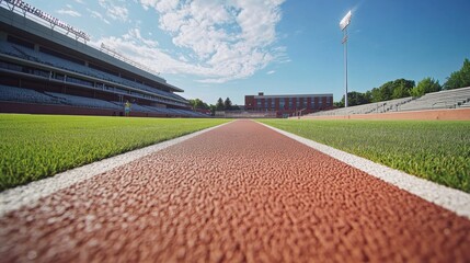 College stadium with athletes practicing sprint hurdles. Featuring speed and precision