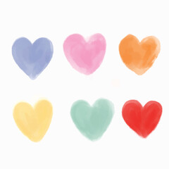 print of watercolor with colorful hearts