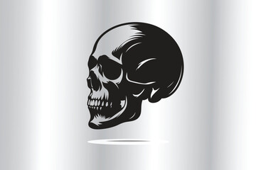 silhouette of skull in black and white