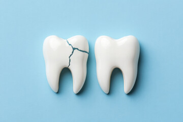 Dental problem, Before-and-after image showcasing the comparison of a cracked tooth restoration process in high fidelity.