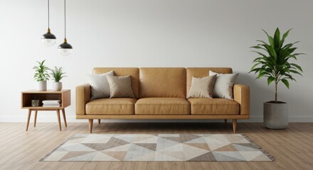 Fototapeta premium Modern Cozy Living Room with Natural Elements