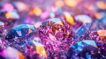 Dazzling collection of colorful gemstones glistening under soft light in a beautiful display