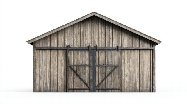 Rustic Barn's Timber Facade: A classic wooden barn, exuding rustic charm, stands with its weathered facade, showcasing the raw beauty of natural materials and rural simplicity.