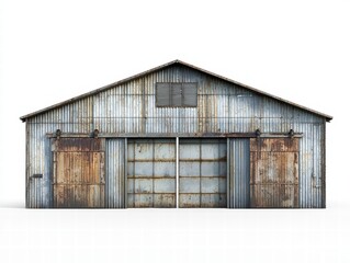 Obraz premium Rustic Barn: An aged, weathered barn with sliding doors presents a timeless aesthetic, highlighting the raw beauty of its materials.