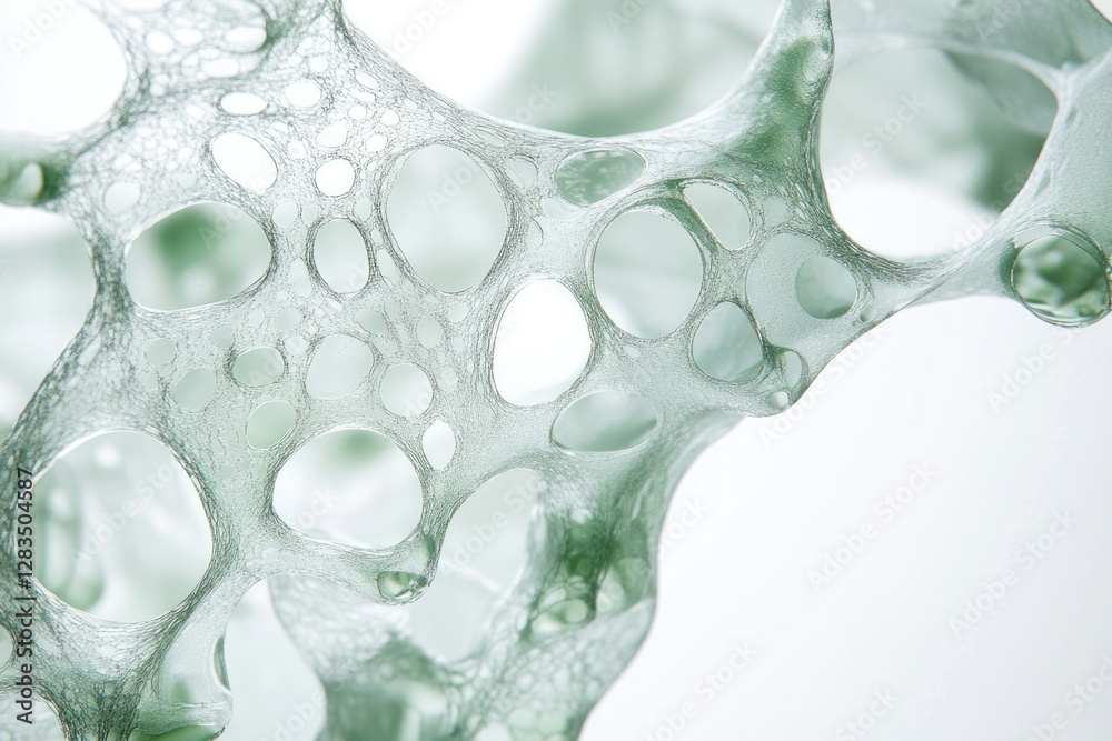 Poster abstract image of a delicate, porous, network structure resembling a cellular or organic form.