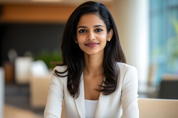 Fototapeta premium Professional Indian Female Conducting a Remote Team Video Conference 