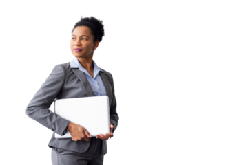 Knowledgeable African American entrepreneur with a determined gaze