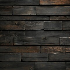 Naklejka premium Dark Wood Plank Wall Texture - AI Generated Top View