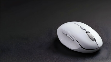 Wireless mouse on dark desk, technology background