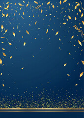 Fototapeta premium Stunning blue and gold stage with festive confetti, perfect for awards, success celebrations, and high-profile ceremonies.