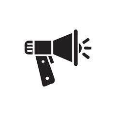 Abstract silhouette simple megaphone icon   isolated on white background.