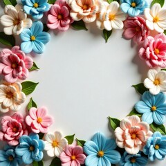 Obraz premium Floral arrangement wall with artificial flowers in pastel colors, home decor, artificial decor, artificial flowers