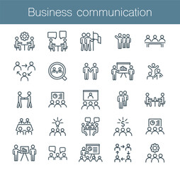Workshop and Teamwork thin line icons set. Icons of teamwork, cooperation, partnership, leadership. Vector illustration