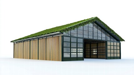 Modern Eco-Friendly Architecture: A contemporary architectural structure with a unique design, blending sustainable materials with an innovative, eco-conscious approach.