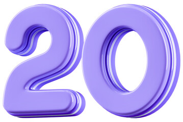 3D Glossy Purple Number 20