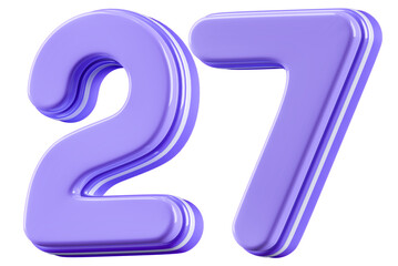 3D Glossy Purple Number 27