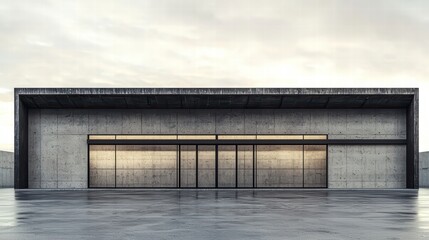 Obraz premium Modern Industrial Building: A contemporary architectural marvel showcasing the grandeur of concrete and glass, embodying the essence of sleek design and urban elegance.