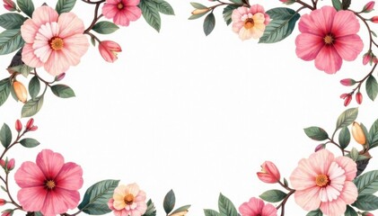 Fototapeta premium Floral print with soft pastel hues on white background, floral patterns, retro style, floral designs