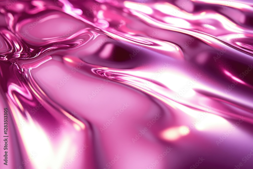 Poster abstract image of flowing pink liquid, shimmering with light reflections, creating a luxurious and e