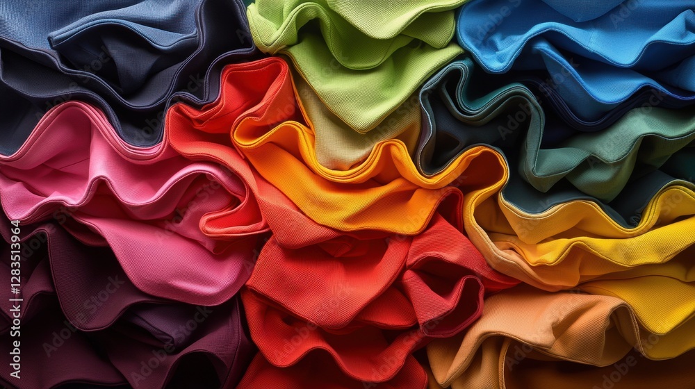 Poster a pile of colorful fabric with a rainbow pattern