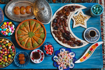 Colorful Ramadan Eid Candy and Chocolate in the Traditional Ottoman Cuisine Desserts Photo, Eid Celebration Photo, Üsküdar Istanbul, Turkiye (Turkey)