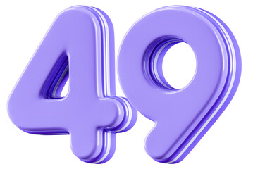 3D Glossy Purple Number 49