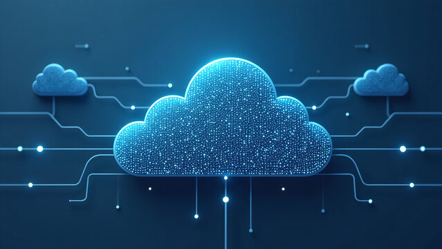 cloud computing uses embossed mesh illustrate digital connections