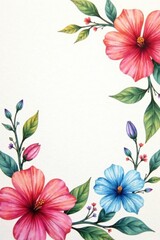 Fototapeta premium Floral watercolor painting with pastel colors, colorful, flowers, artwork