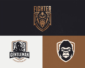 Fototapeta premium King kong angry gorilla emblem logo template for team sport