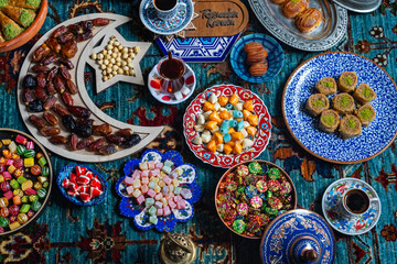 Colorful Ramadan Eid Candy and Chocolate in the Traditional Ottoman Cuisine Desserts Photo, Eid Celebration Photo, Üsküdar Istanbul, Turkiye (Turkey)