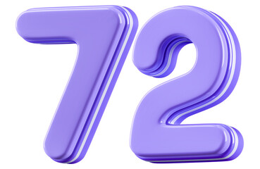 3D Glossy Purple Number 72