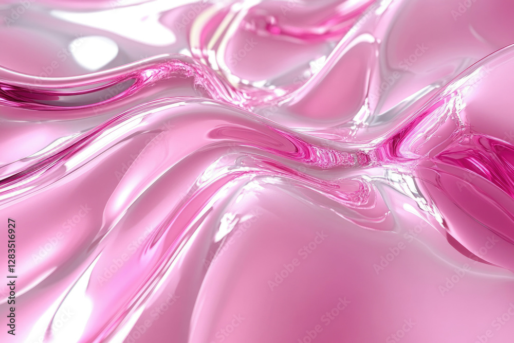 Aufkleber abstract pink liquid swirls, glossy and reflective, creating a mesmerizing visual texture.