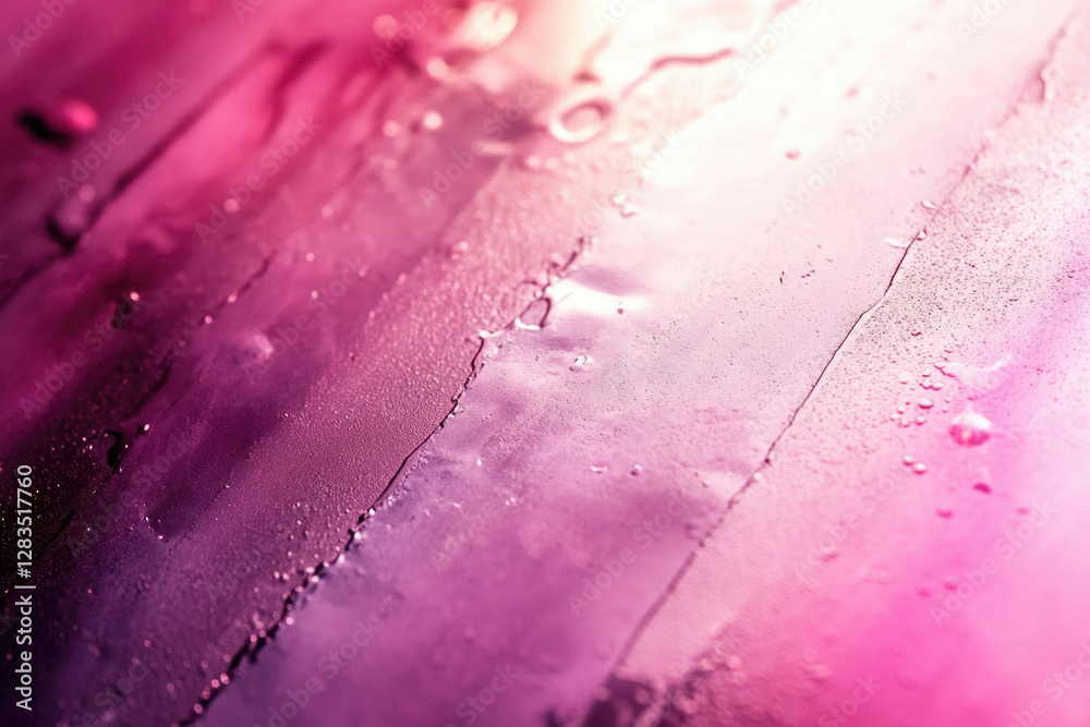 Poster abstract image of water droplets on a pink and purple surface, creating a textured, glistening effec