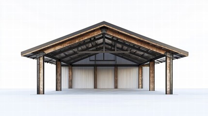 Architectural Timber Structure: This image features a detailed shot of a timber structure, highlighting its design. Its simplistic form is enhanced by the rustic texture of the timber.