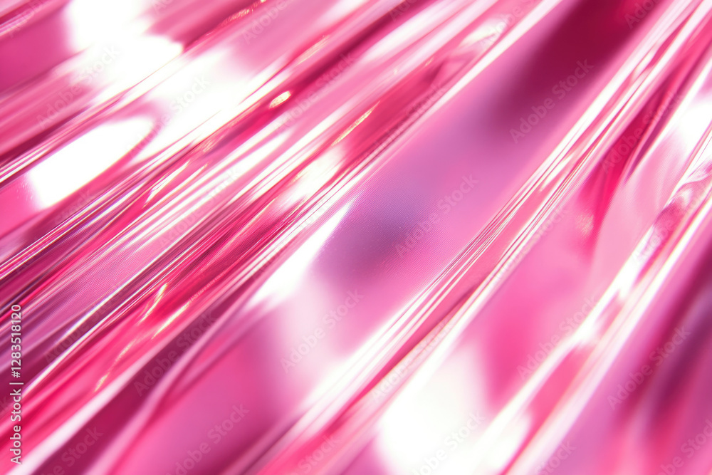 Poster abstract pink metallic texture with glossy, reflective, and shimmering diagonal lines.