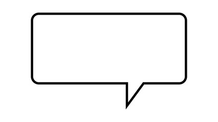 吹き出し単一のシンプルなイラスト ベクトル正方形の白黒の境界線。シンプルな線形スタイルのダイアログ チャット クラウド。編集可能なストローク。いたずら書き