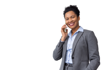Professional African American woman engaged in a phone call
