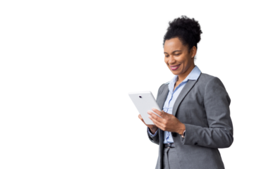 Successful African American entrepreneur working on a tablet