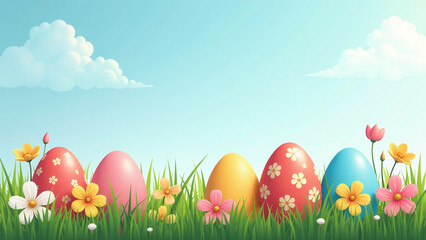 easter eggs often sit grass surrounding vibrant flower blooms sunny days
