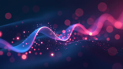 futuristic ai artwork features glowing wave lines bokeh lights abstract patterns vibrant color palette inspired data transfer